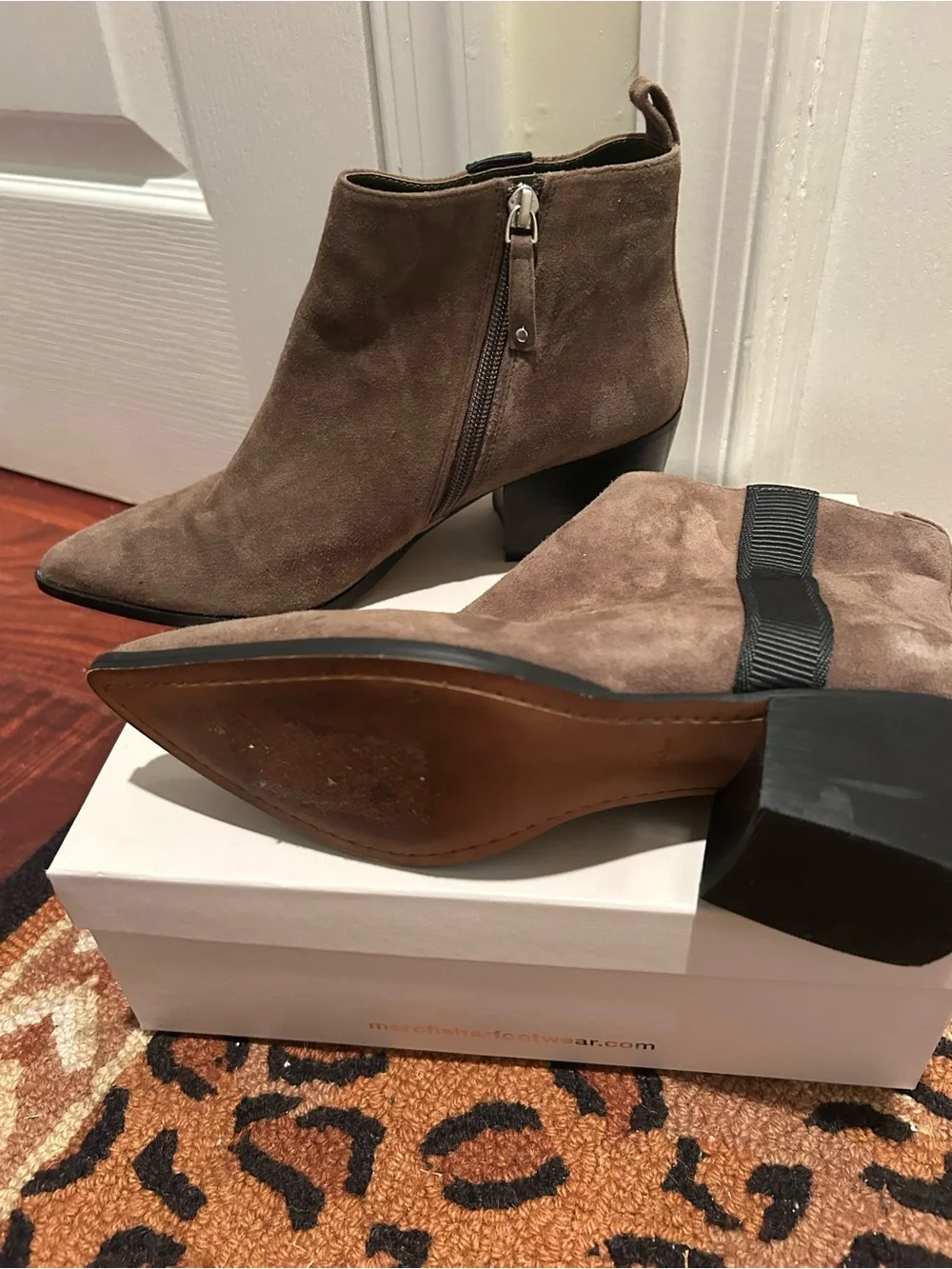 Marc Fisher Brown Suede Pointed Toe Ankle Booties